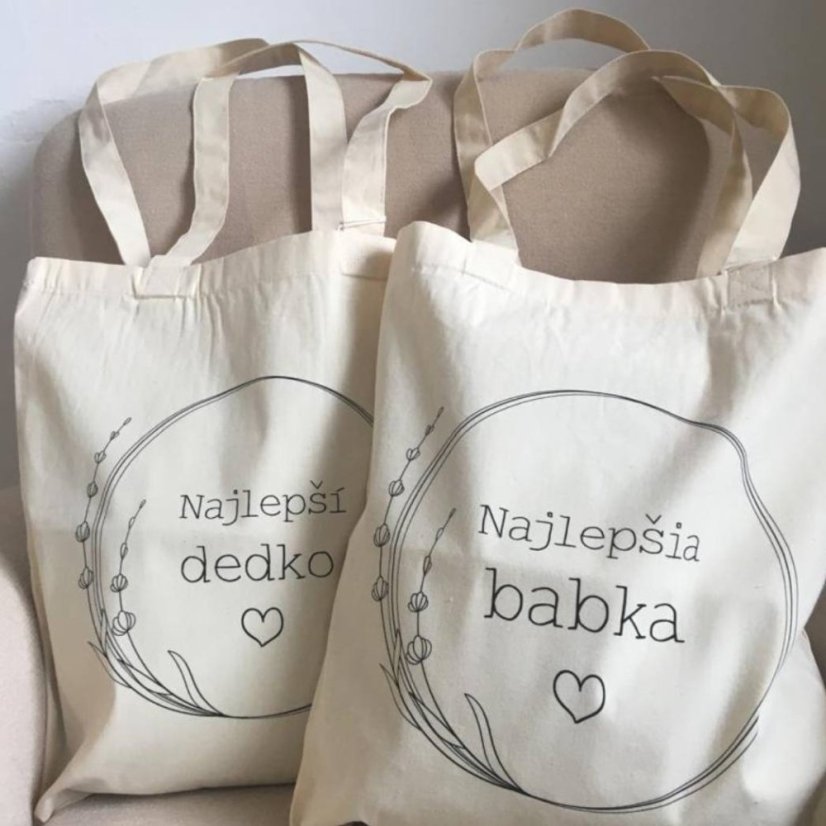 BIO bavlnená taška Babka srdiečko