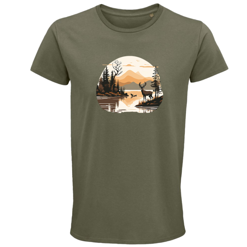 Pánske tričko Jeleň pri jazere