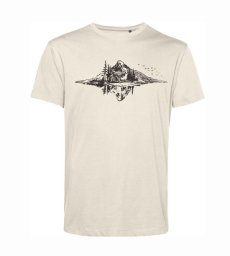 Pánske tričko odraz hory v pozadí