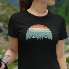Dámske tričko Retro hory a stromy farebné