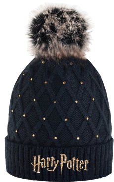 Dievčenská zimná čiapka Harry Potter – čierna so zlatými detailmi veľkosť 56