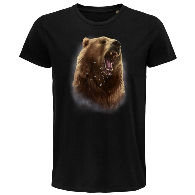 Pánske Bio tričko zúrivý medveď čierne