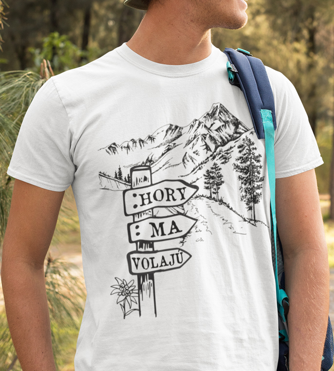 Pánske BIO tričko hory ma volajú ceduľka pri ceste VÝPREDAJ