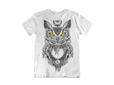 Pánske tričko Sova aztécke vzory biele