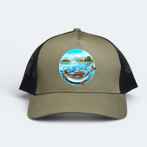 Šiltovka Ryba v kruhu farebná, zelená