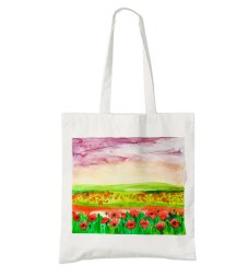Bavlněná taška Krajinomalba Pole červeného máku