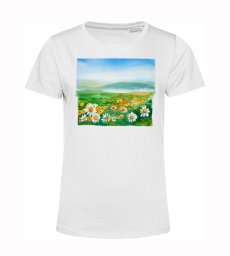 Dámske BIO tričko Krajinomaľba pole margarétiek