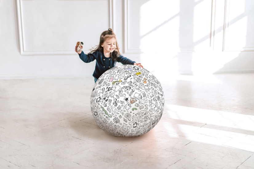 Balónová lopta XXL – Zvieratká na vymaľovanie 85 cm