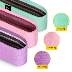 HIP BAND -Farebné odporové gumy - sada 3ks