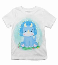 Detské tričko Dinosaurus modrý triceratops
