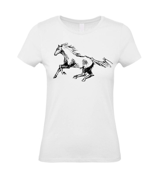 Dámske tričko bežiaci kôň skica