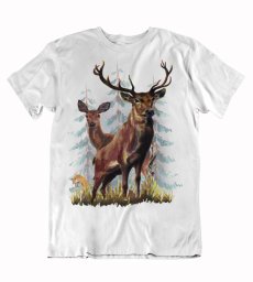 Pánske tričko Hrdý jeleň biele