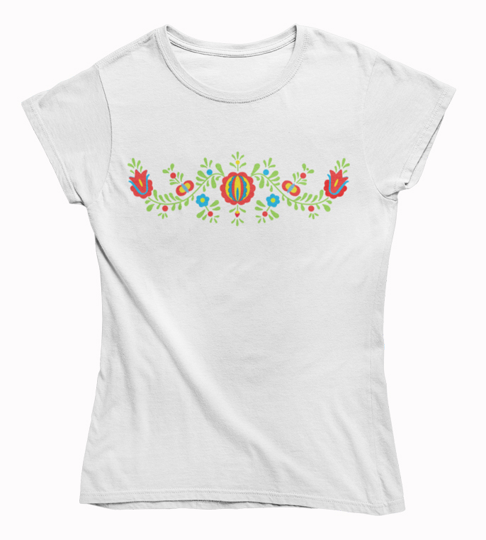 Dámske BIO tričko červený kvet ornament