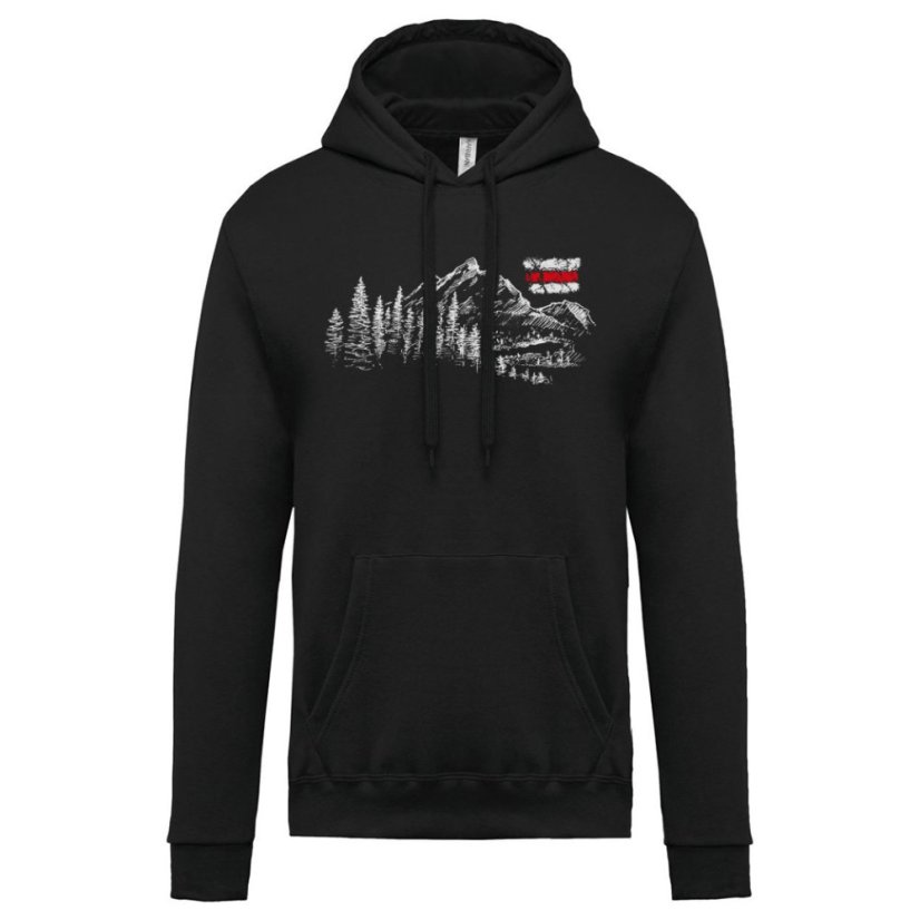 Pánska mikina s kapucňou Hora a turistická značka