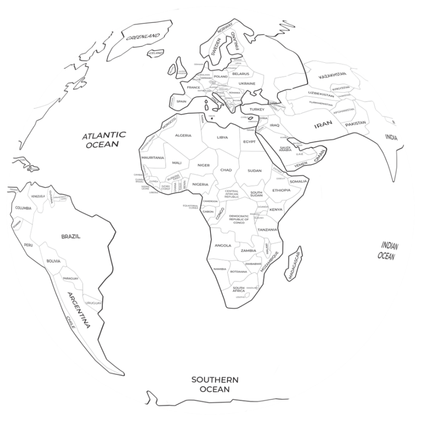 Balónová lopta – Štáty sveta na vymaľovanie