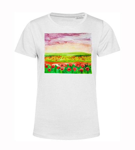 Dámské  tričko Krajinomalba Pole červeného máku