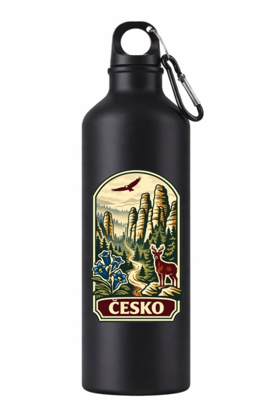 Turistická fľaša Česko – retro motív, 800 ml