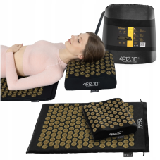 Akupresúrna podložka s vankúšom 68×42, čierno-zlatá