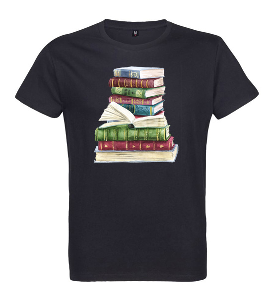 Pánske tričko kopec kníh čierne