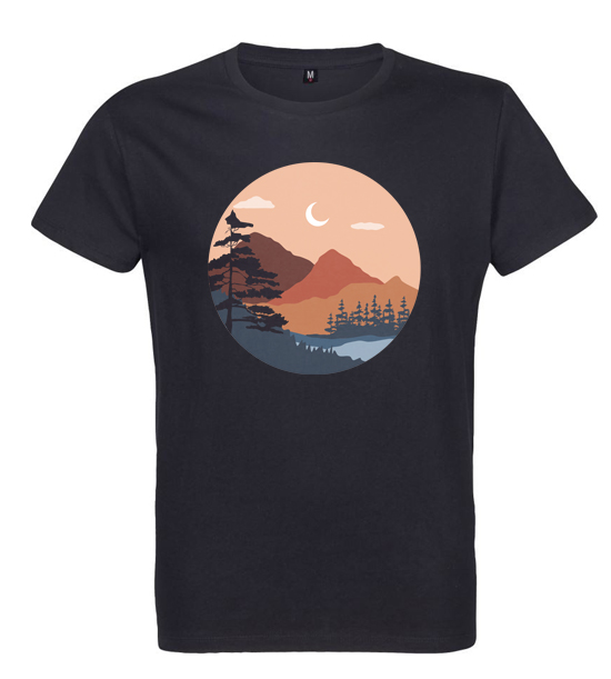 Pánske BIO tričko príroda v kruhu čierne