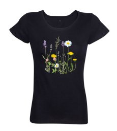 Dámské tričko Pampeliška v přírodě, černé