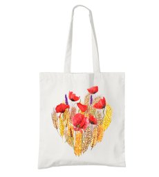 Bavlněná taška Mák a pšenice, srdcová