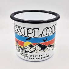 Smaltovaný hrnček Explore, biely, 300ml