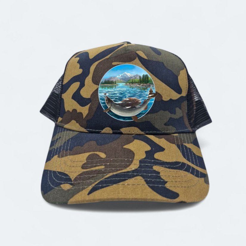 Šiltovka maskáč - Ryba v kruhu, zelená