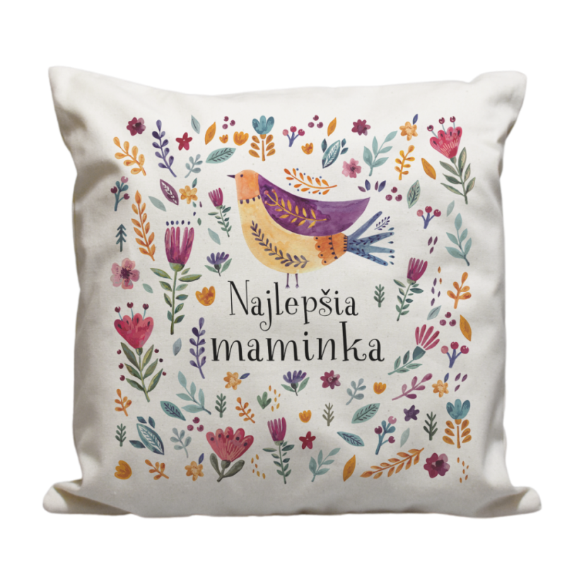 Vankúš Najlepšia maminka vtáčik a kvietky