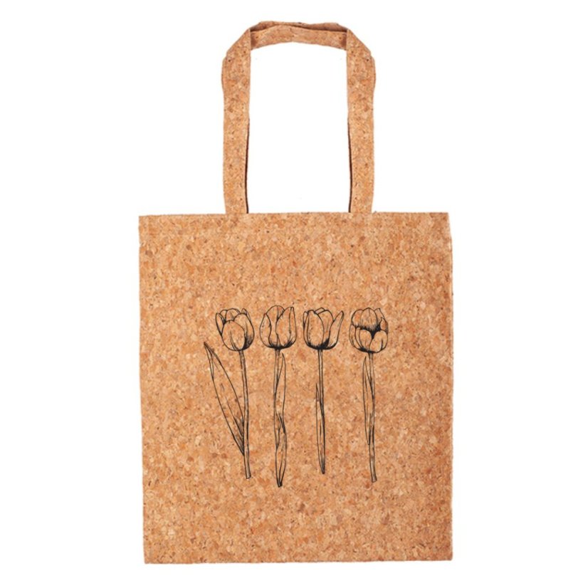 Korková taška Tulipány skica