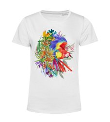 Dámske BIO tričko  papagáj a kvety