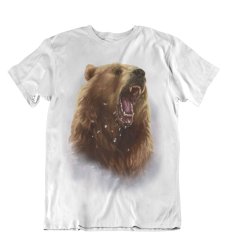Pánske tričko zúrivý medveď biele