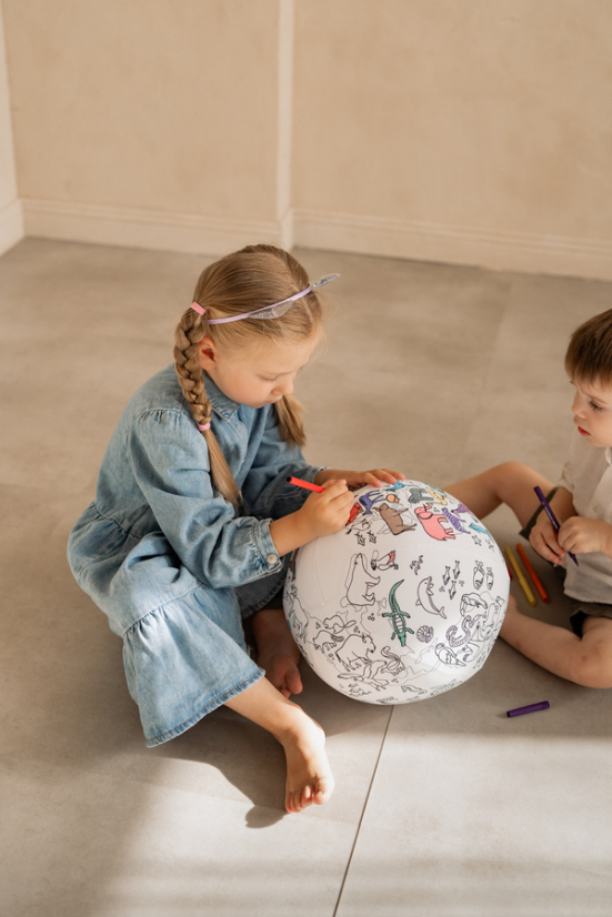 Balónová lopta – Zemeguľa s kontinentmi na vymaľovanie