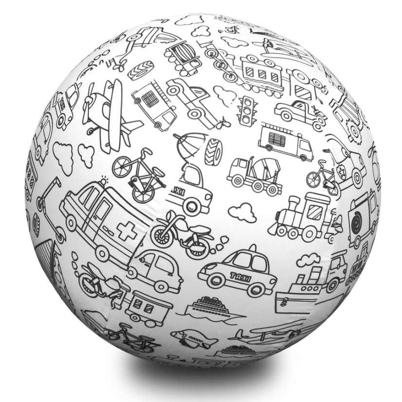 Balónová lopta na vymaľovanie – Dopravné prostriedky 30 cm