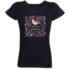 Dámske Bio tričko najlepšia maminka vtáčik čierne