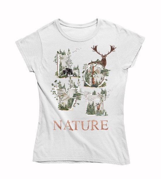 Dámske BIO  tričko LOVE nature - Veľkosť: XS, Farby: Natural