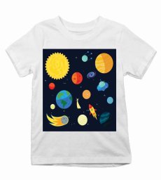 Detské tričko planéty vo vesmíre