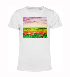 Dámske BIO tričko Krajinomaľba pole červeného maku