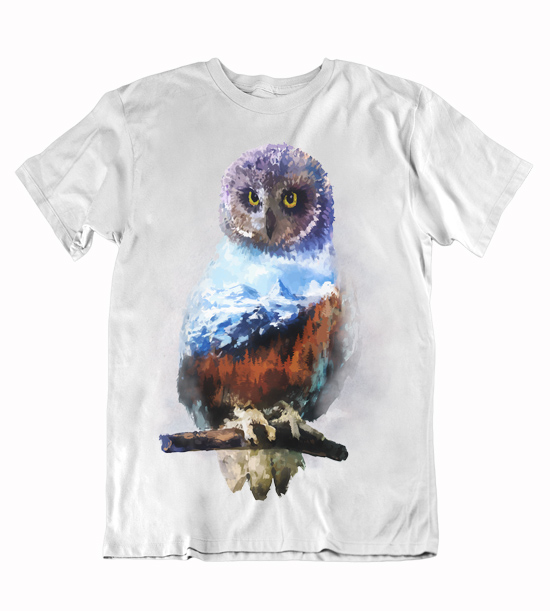 Pánske tričko maľovaná sova