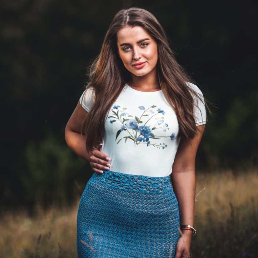 Dámske BIO tričko poľné kvety fialové