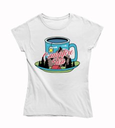 Dámske tričko hrnček čaju na horách