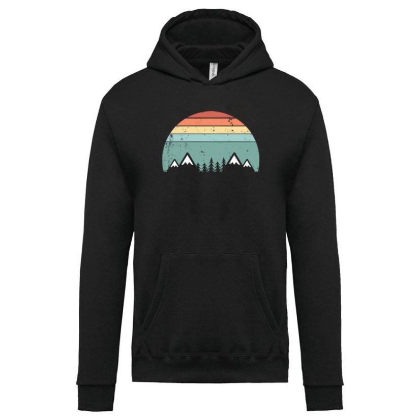 Pánska mikina s kapucňou Retro stromy a hory Pánska mikina s kapucňou Retro stromy a hory