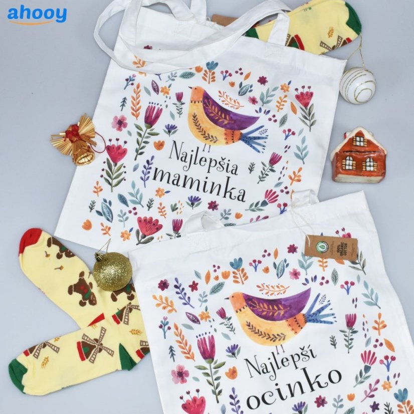 BIO bavlnená taška maminka vtáčik