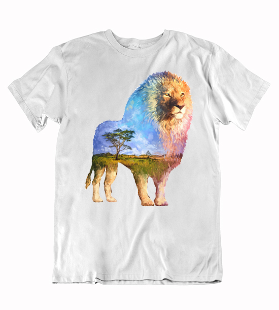 Pánske tričko maľovaný lev