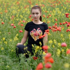 Dámske tričko mak a pšenica srdcové čierne