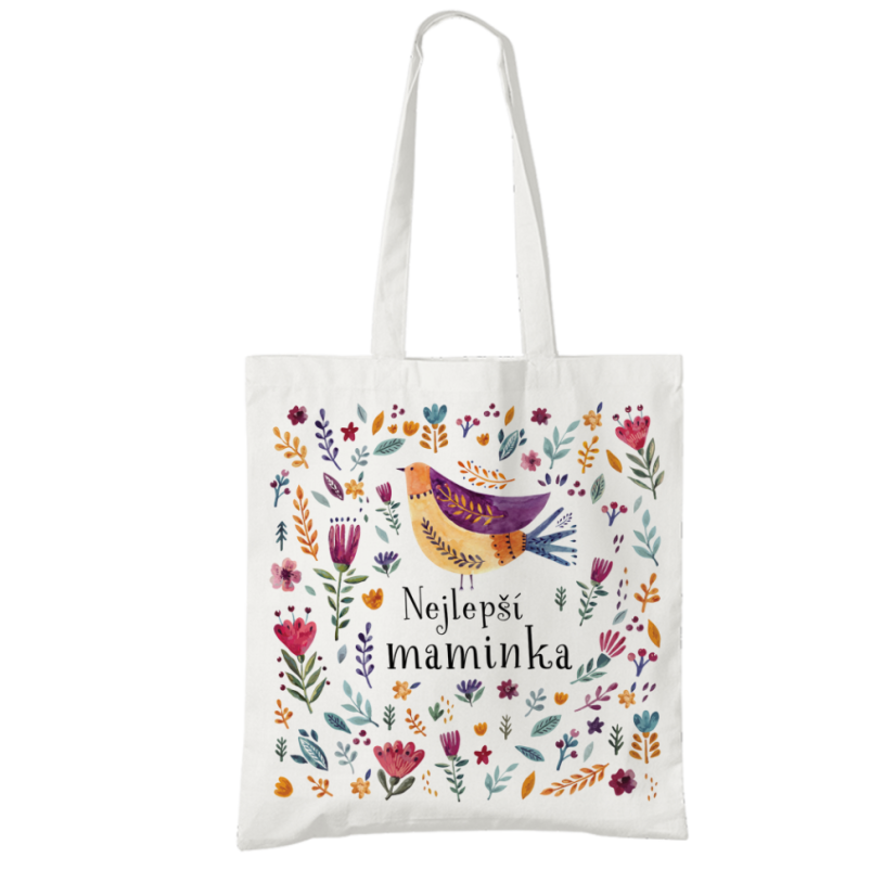 Taška Nejlepší maminka, ptáček a kvítky