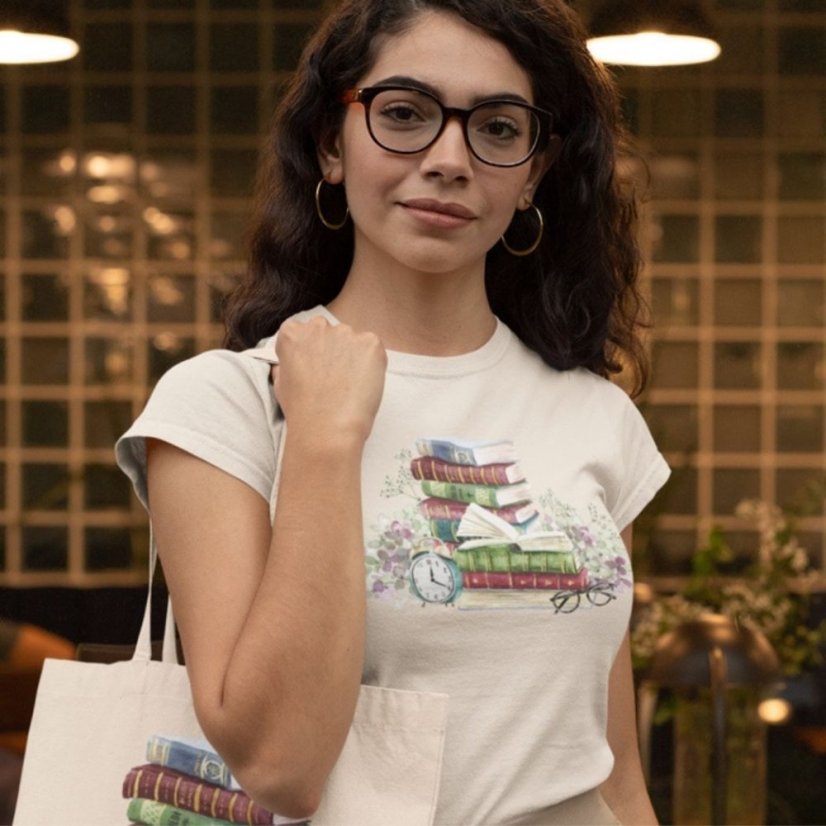 Dámske tričko Knihomoľka - Veľkosť: XS, Farby: Natural