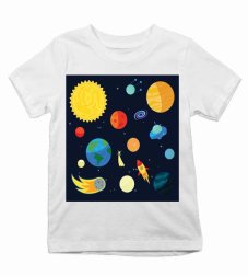 Detské tričko planéty vo vesmíre