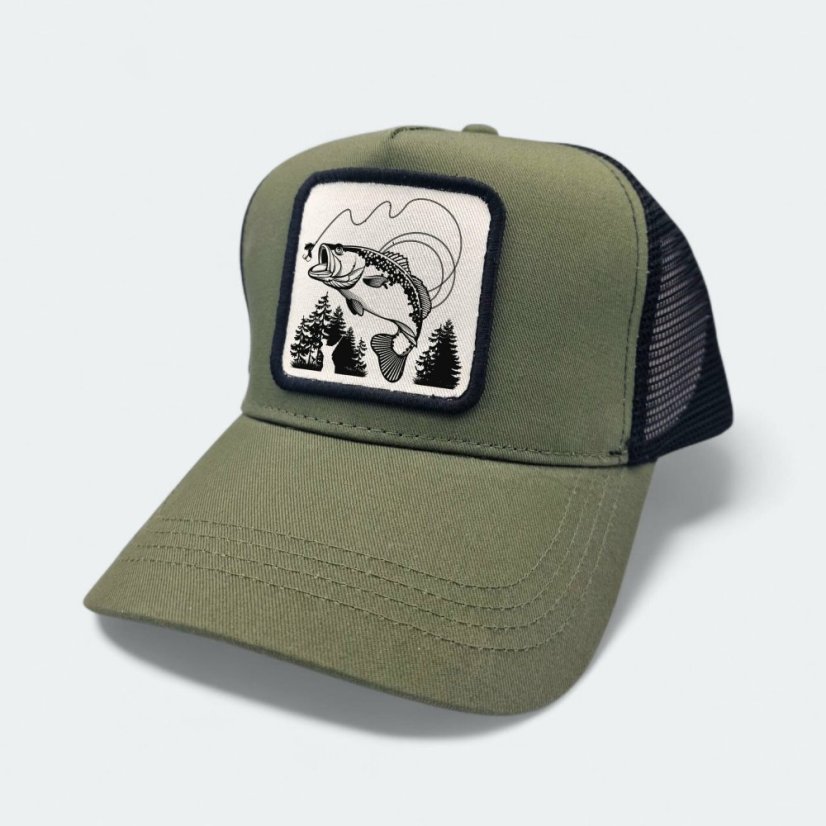 Šiltovka HUNT,  Ryba a udica, zelená