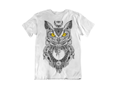 Pánske tričko Sova aztécke vzory biele